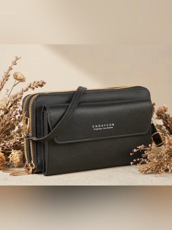 Endaycon Handbags - Black Crossbody Wallet Bag with Gold Hardware - NWOT